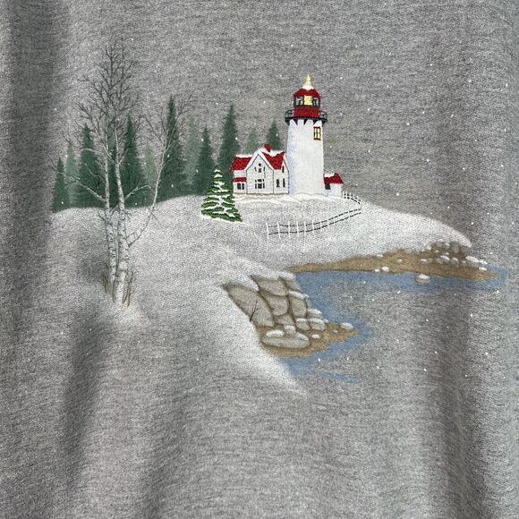 VTG Top Stitch by Morning Sun Sweatshirt Womens Large Grandmacore Cozy Christmas - Picture 4 of 13